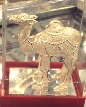 Camel(in a glass box), made of silver